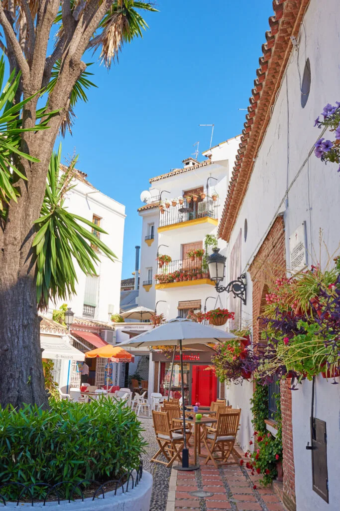 Marbella's old town — your destination after the 45-minute drive from Malaga Airport